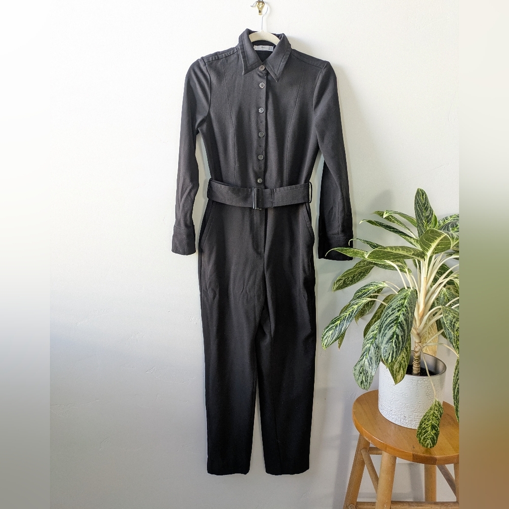 Mango Black Belted Jumpsuit